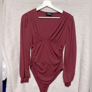 💚 Cider Women's Burgundy Bodysuit Top